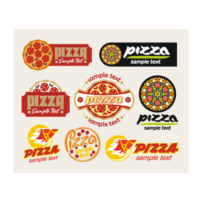 Cartoon pizza logo template - Cartoon pizza logo template vector free