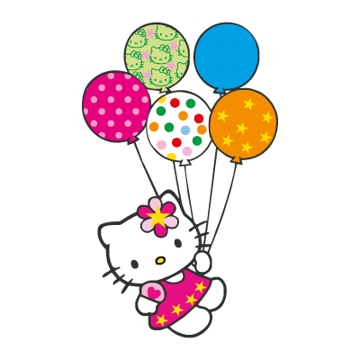 Hello Kitty con globitos logo vector