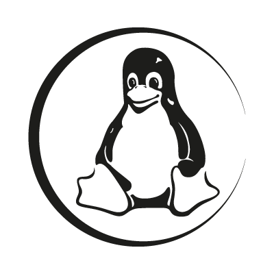 Linux Tux black logo vector