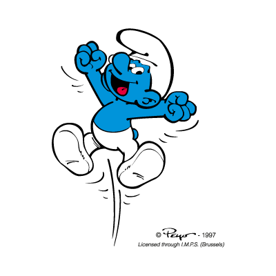 Smurf jumping logo vector