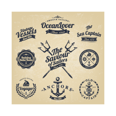 Classic nautical stickers logo template