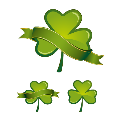 Green glossy shamrock logo template