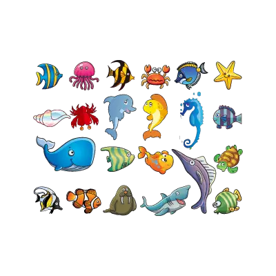 Marine animal cartoons logo template
