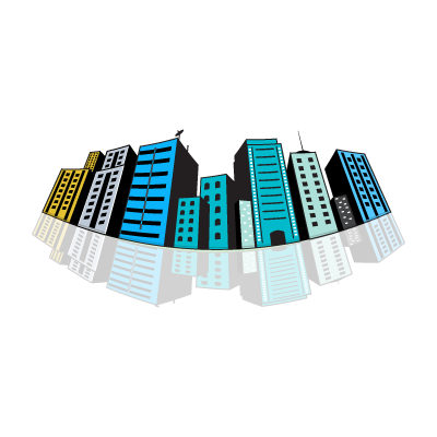 Colored city buildings logo template