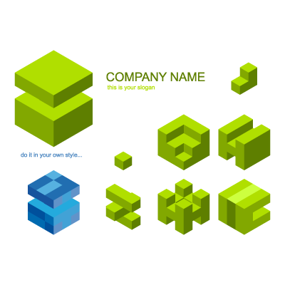 Cube material logo template