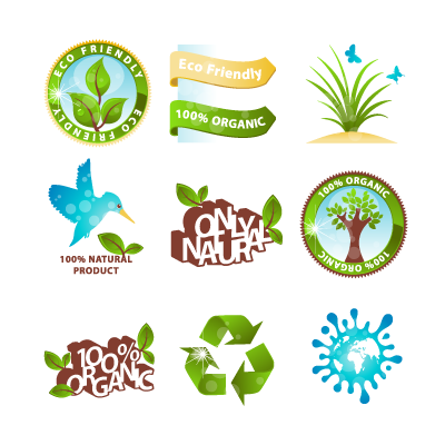Green icon and sticker logo template