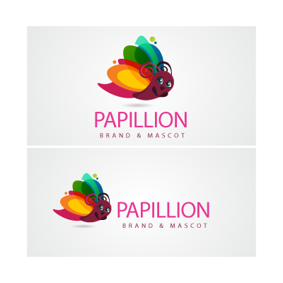Papillon cartoon logo template