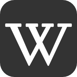 Wikipedia website logo on black rounded square background