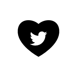 Heart with social media logo of Twitter