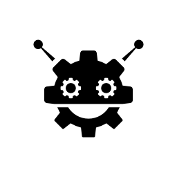 Robocog logo of a robot with cogwheel head shape