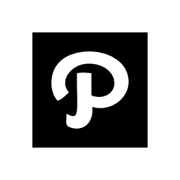 Pinterest white logo inside a black square