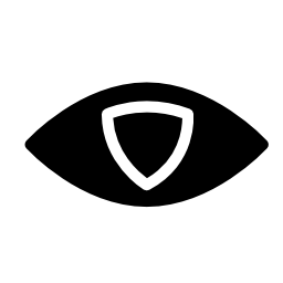surveillance logo of an eye shape with shield outline iris