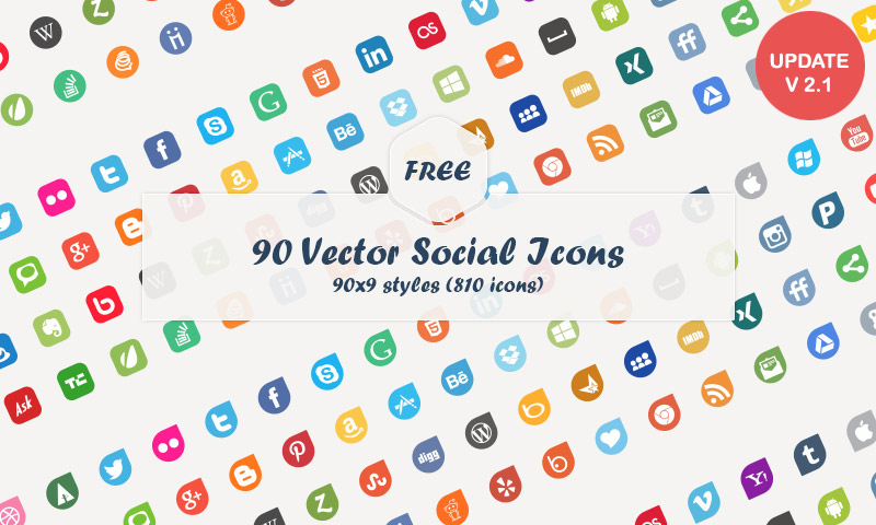 Download 90 Social Media Vector Flat Icons Ai Eps Svg Css